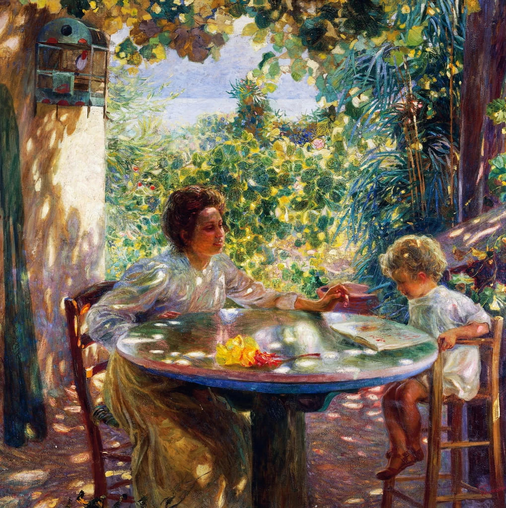 Prime letture, 1906 ca. - Civiche Raccolte D'Arte Museo Dell'Ottocento Villa Belgiojoso Bonaparte Collezione Grassi, Milano